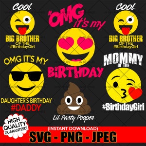 Emoji Birthday Theme (SVG)  Emoji svg Tshirt Design [Instant Download]