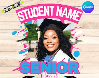 2024 Graduation Senior Design Template  Canva PRO Template  DIY, add picture PNG Graduation Senior Shirt