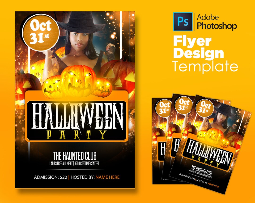 Halloween Party Flyer Template (PSD Template) Template for Adobe ...