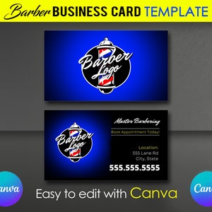 Barber Visitenkartenvorlage (mit Canva bearbeiten) - Barber Shop Design - Anpassbar