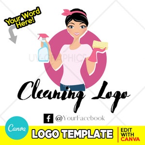 Plantilla de logotipo de servicio de limpieza (editar con CANVA) Negocio de limpieza de bricolaje personalizable