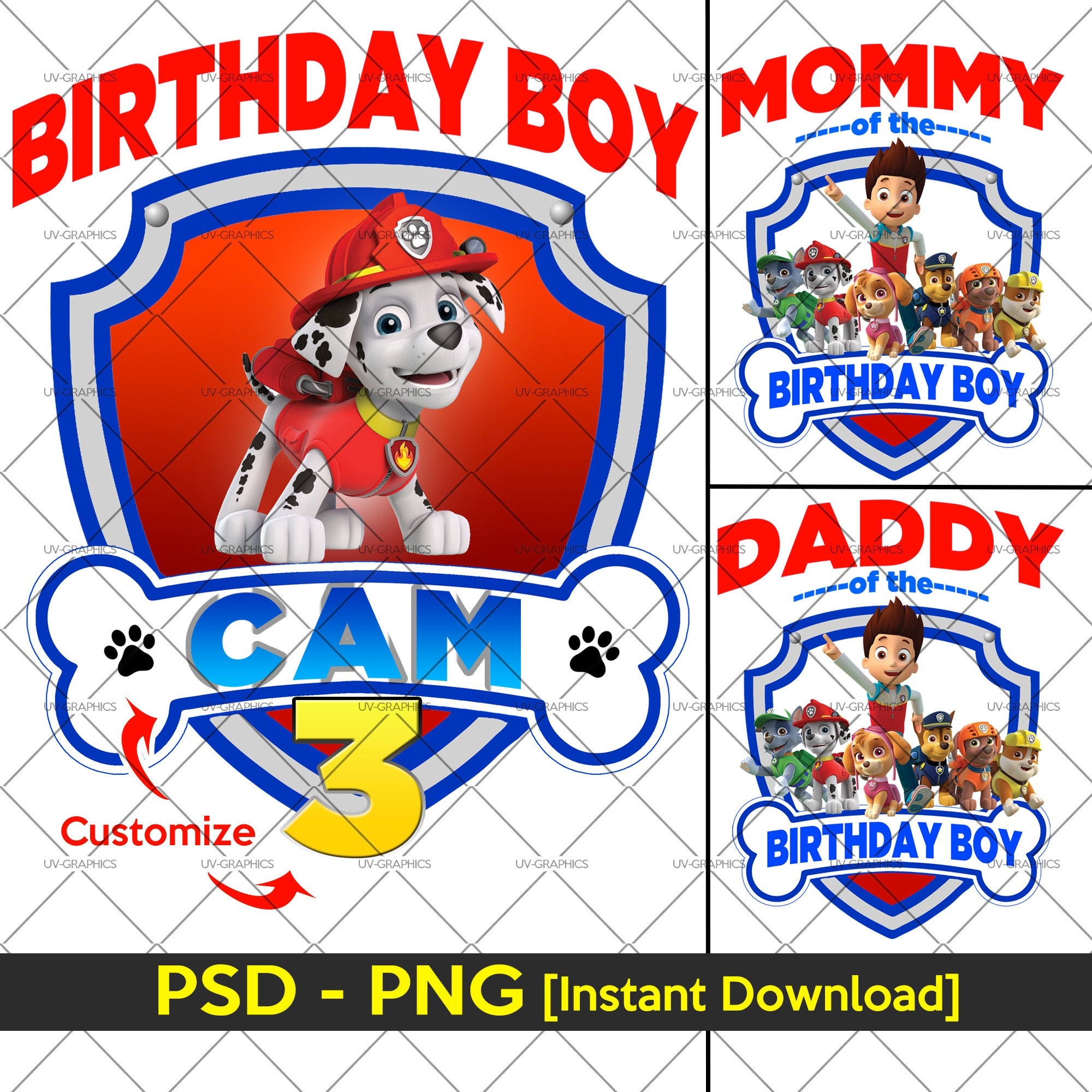 Paw Patrol Birthday Boy PSD design Instant Download | Etsy