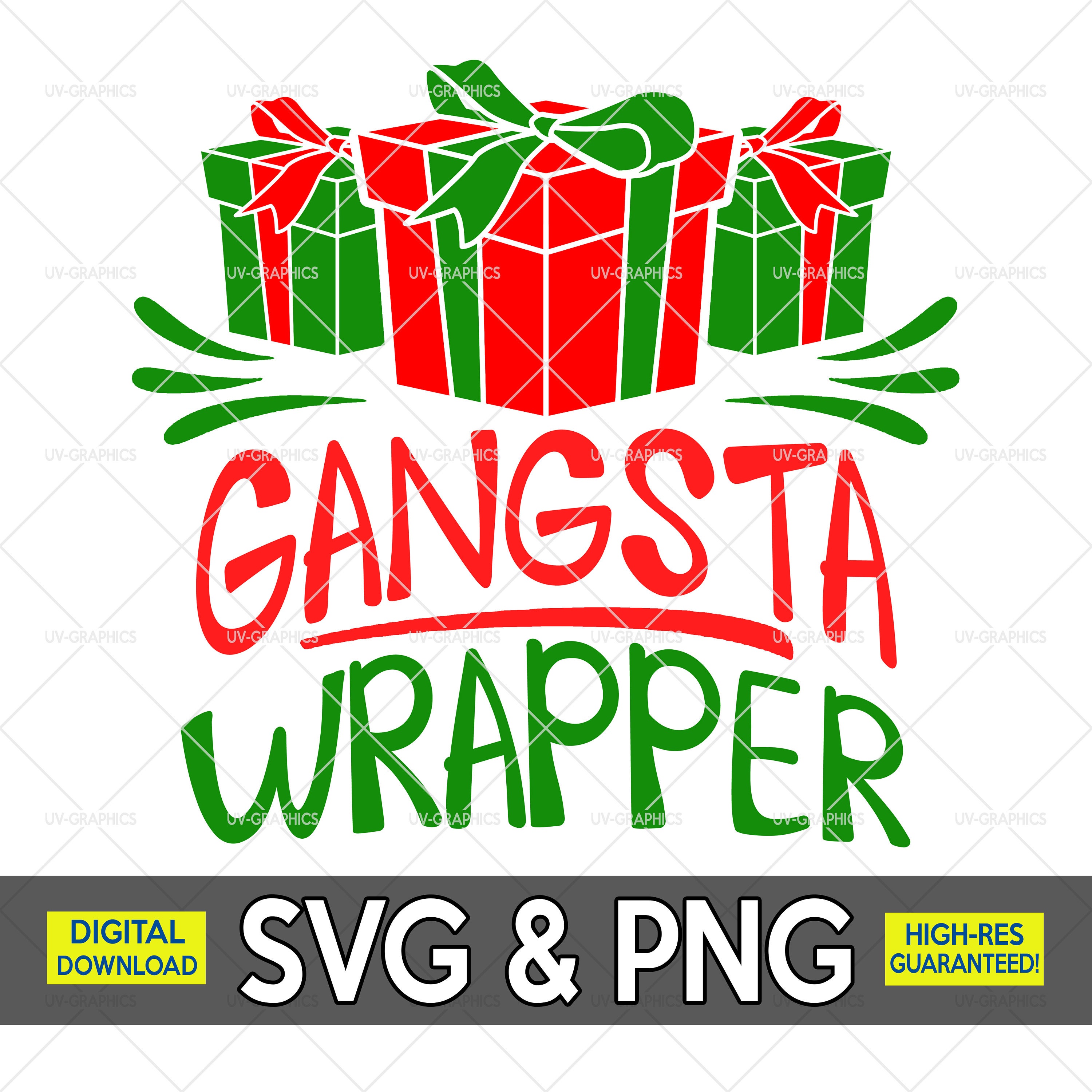 Funny Christmas Svg Gangsta Wrapper SVG PNG Santa Gift - Etsy