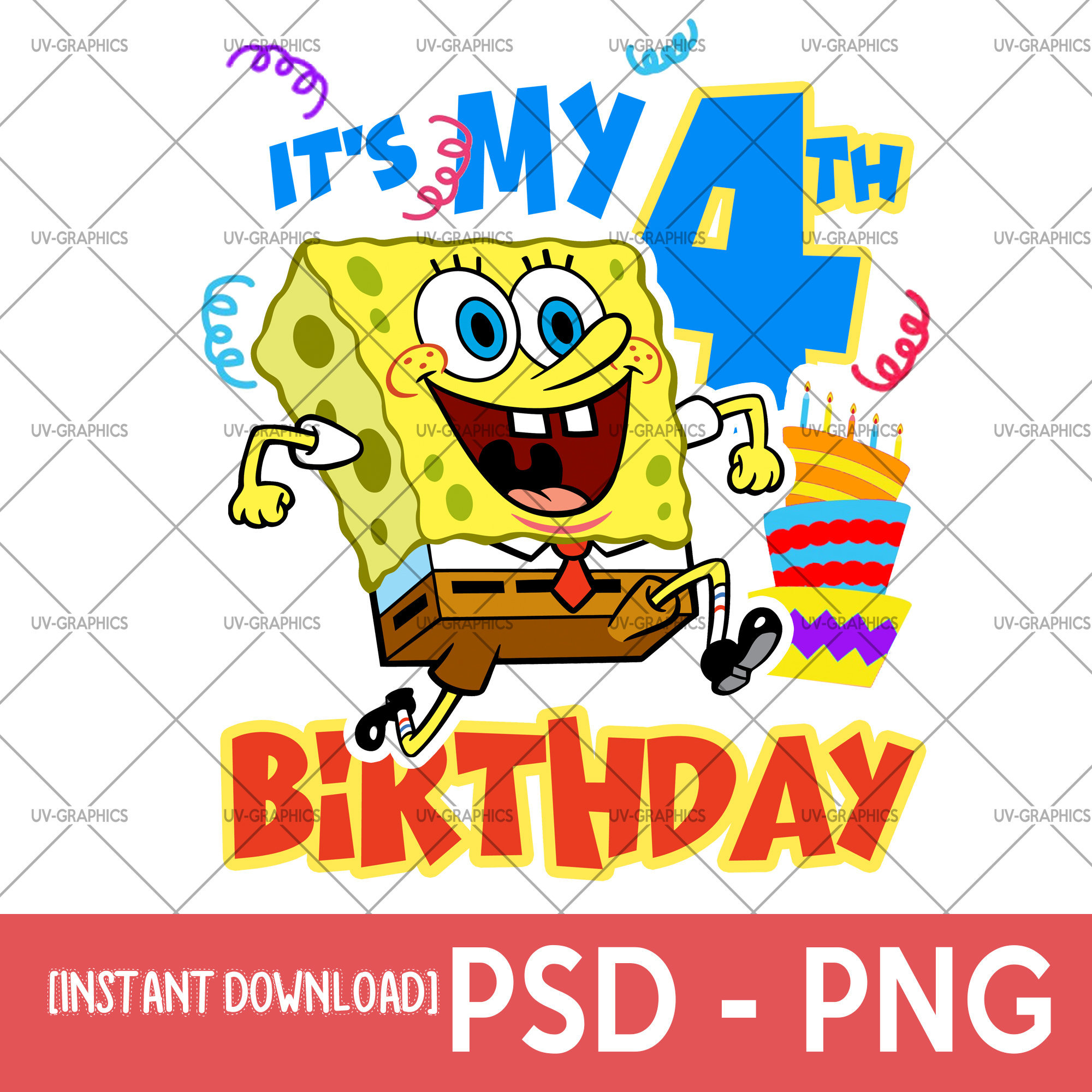 SpongeBob SquarePants Birthday Shirt Design PSD-Photoshop | Etsy