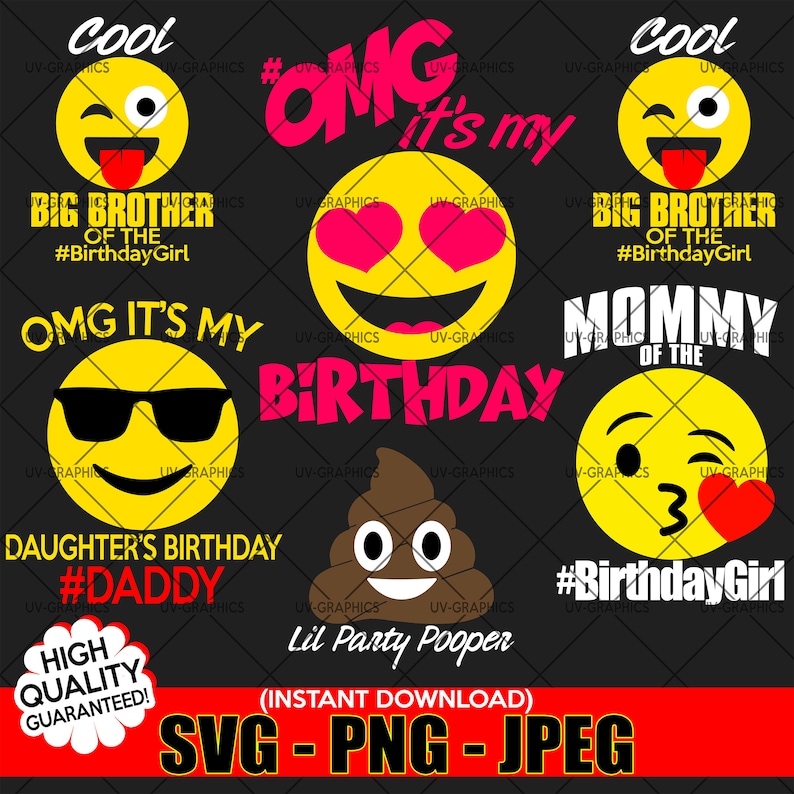 Download Emoji Birthday Theme SVG design Tshirt heart emoji cool | Etsy