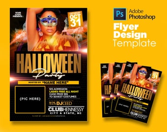 Halloween Party Flyer Template (PSD Template) Template for Adobe Photoshop [Instant Download] Customizable by YOU