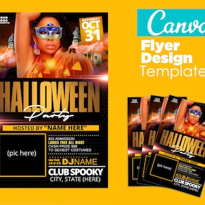 Halloween party flyer template (CANVA Template) Customizable Template for Canva - Halloween Party