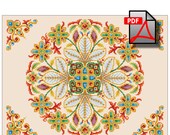 Bejeweled mandala cross stitch pattern Antique Tapestry berlin woolwork vintage gem crystal Digital Format PDF victorian retro needlework