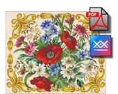 Floral cross stitch pattern berlin woolwork Handbag Spring bouquet DigitalFormatPDF antique unique vintage victorian retro needlework chart