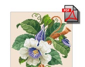 Floral cross stitch pattern Kobei berlin woolwork pillow flower Digital Format Unique Vintage cushion victorian retro needlework chart