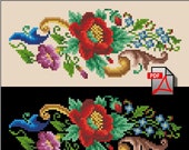 Poppy Miniature cross stitch pattern small floral berlin woolwork digital format PDF flower embroidery handbag petit vintage needlework char