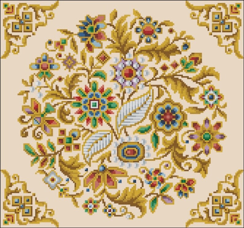 Antique Tapestry Vintage Gem Crystal Cross Stitch Pattern Etsy