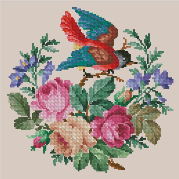 Handmade Vintage Robin Egg Nest DIGITAL Counted Cross-Stitch Pattern Needlepoint