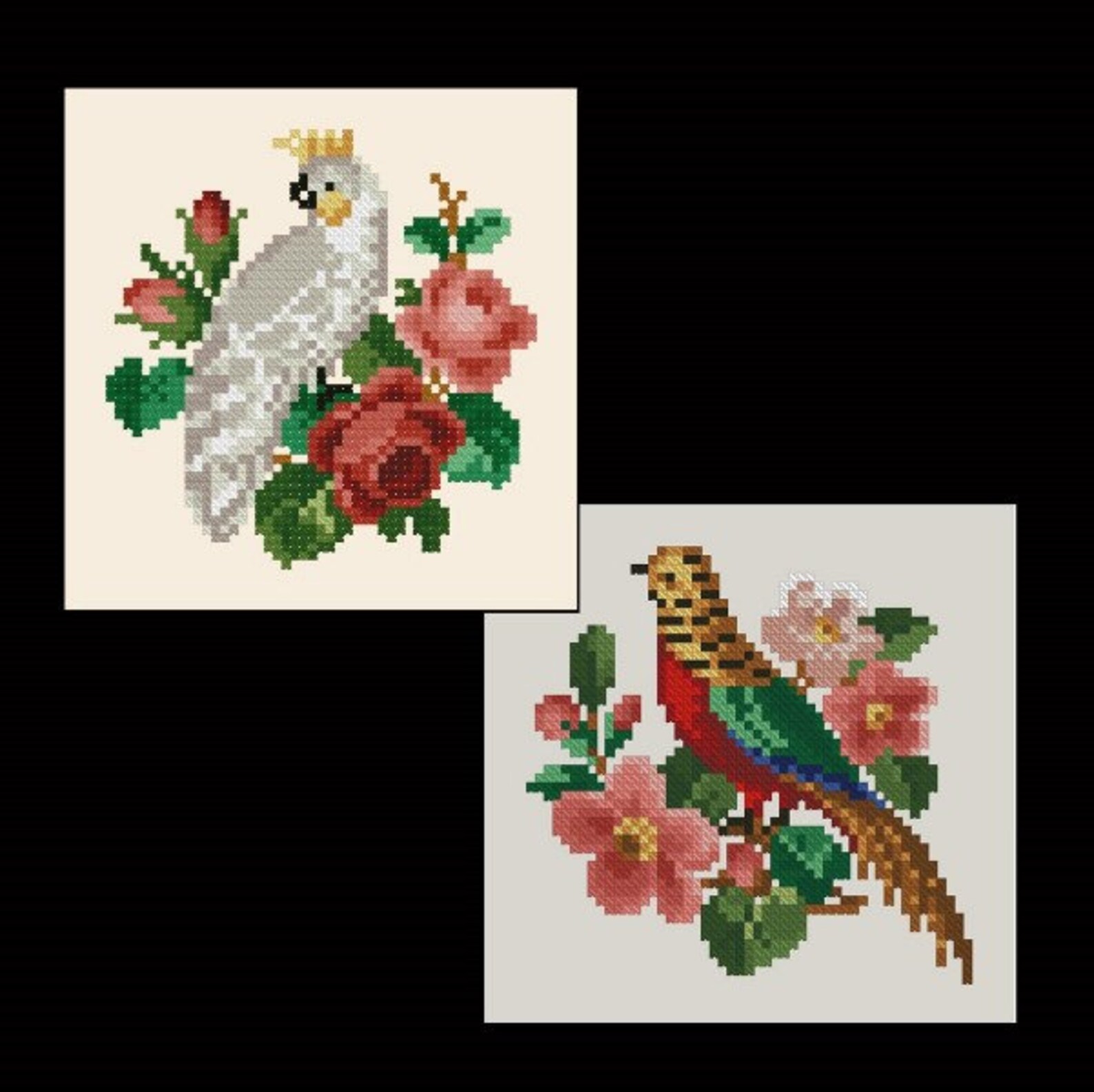 Unique Bird Vintage Cross Stitch Pattern Two Graceful Etsy