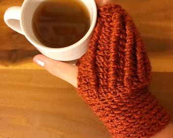 PATTERN Pumpkin Spice Fingerless Gloves | Crochet Textured Fingerless Mittens | Intermediate Pattern | Tutorial | PDF Pattern