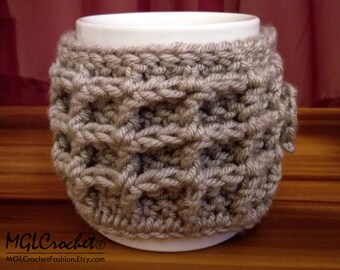 PATTERN Waffles for Breakfast Cup Cozy | Coffee Cup Sleeve |  Small & Large Sizes | Crochet Tutorial | Instructions | Waffle Stitch