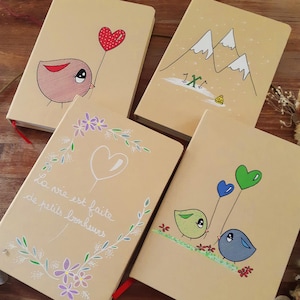 Cuaderno, tamaño A5, tapa dura ilustrada a mano