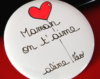 Badge  PERSONNALISABLE avec les prénoms de vos enfants - pour papa maman mamy mamie papy papi parrain marraine