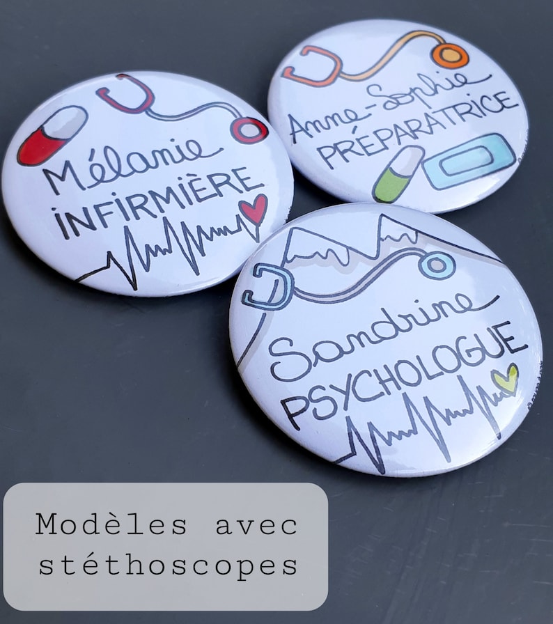 BADGE infirmière, médecin, aide-soignante, médicaux 58 mm de diamètre image 2