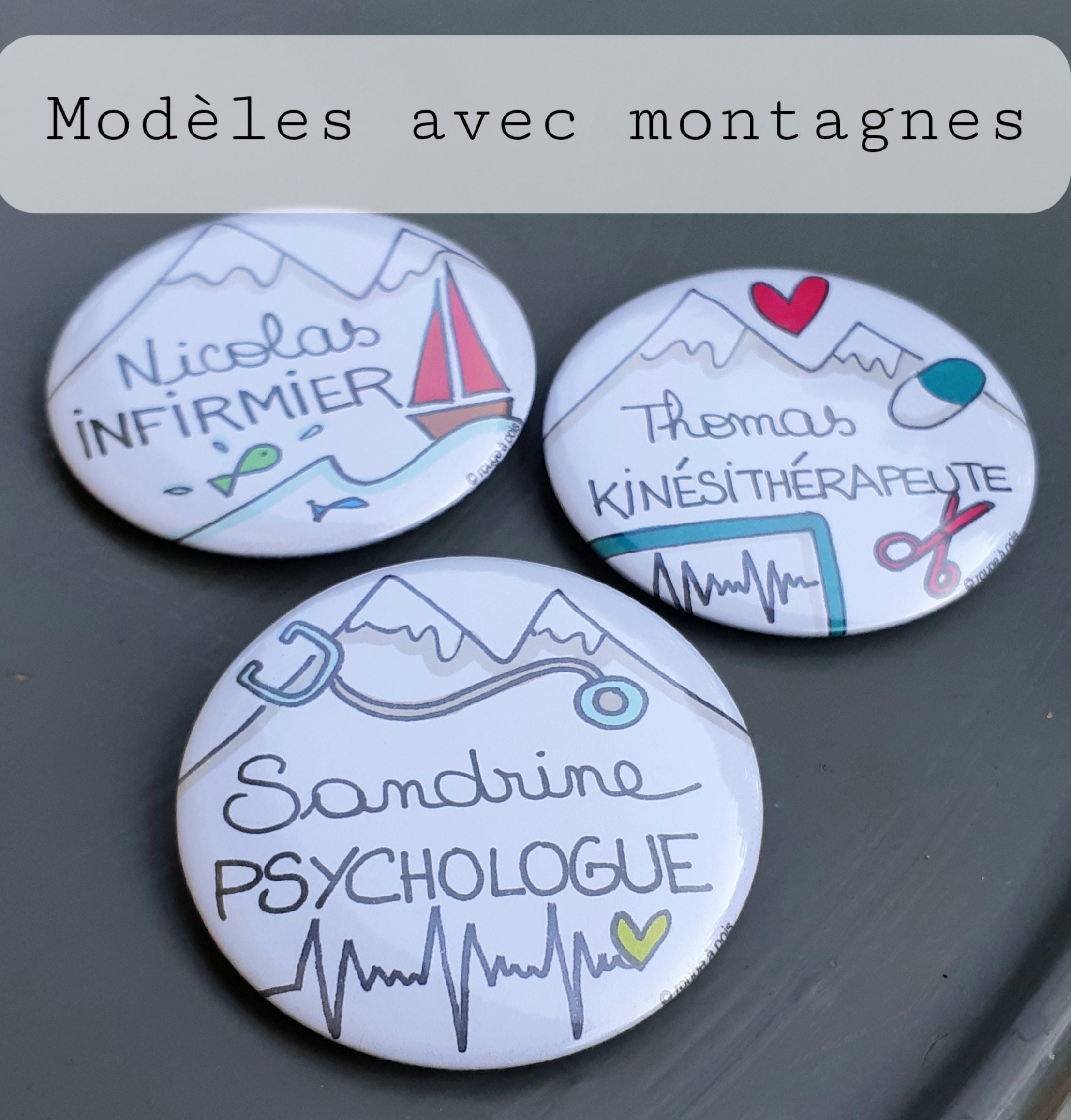 1. Badge infirmière,aide soignante (modèle 1,3 et 4) - Un monde de  fripouilles