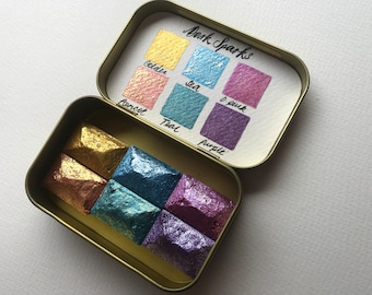 Dark Sparks . Six Full  Pans , new colours containing , gold or silver Sparks