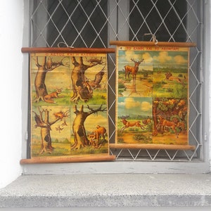 Vintage Kindergedenk Tiere auf Leinwand Landkarte