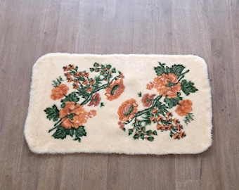 Vintage Deadstock Floral Bathroom Carpet Mat Rug