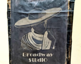 Vintage zeefdruk "Broadway Studio" drukscherm