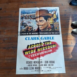 Original Vintage Clark Gable &quot;Across The Wide Missouri&quot; Movie Poster