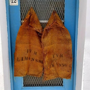 Vintage Greek Burlap Feed Sack Bag