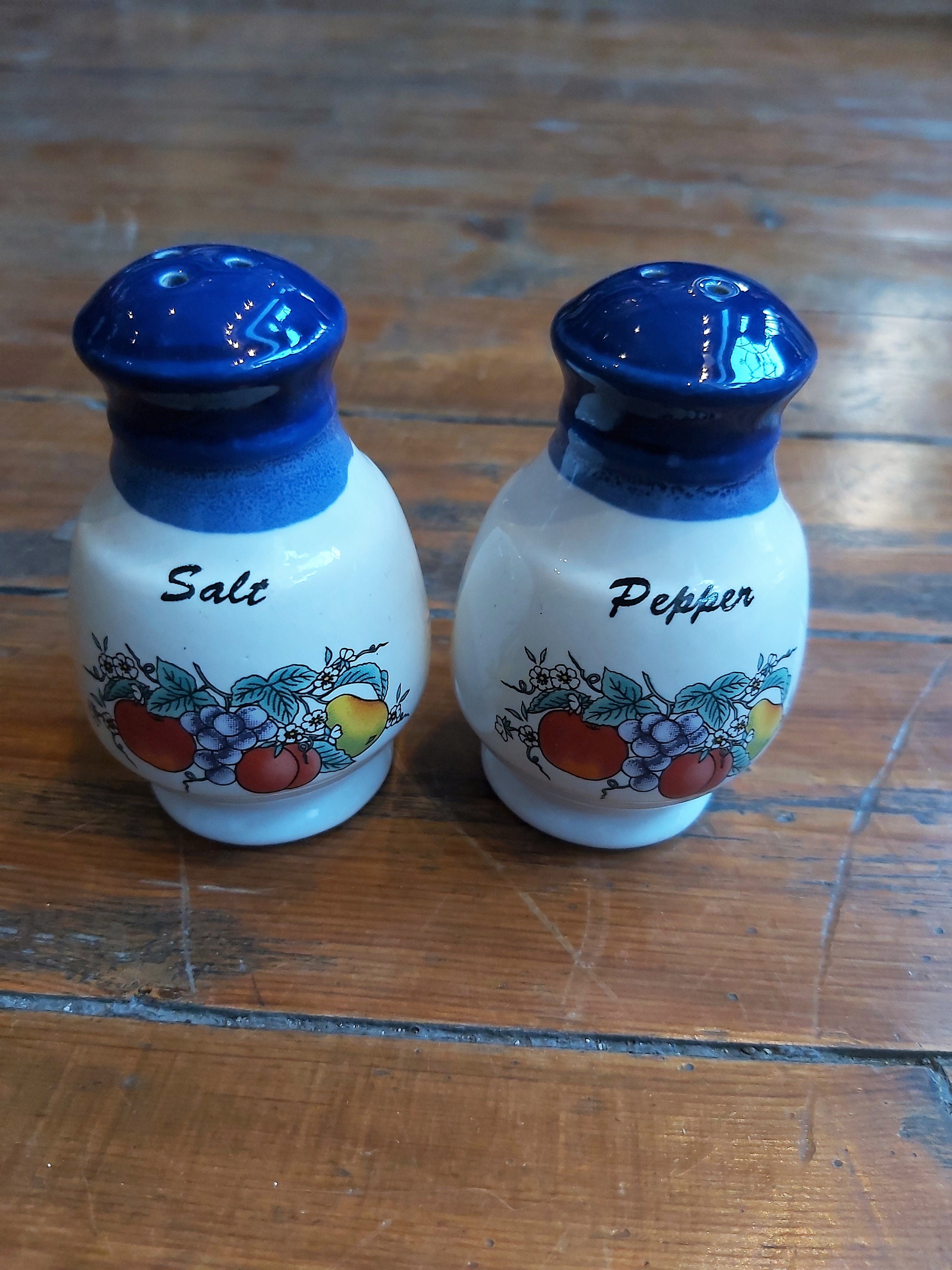 Vintage Glazed Ceramic Salt & Pepper Shaker Set Etsy