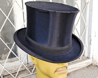 アンティークの英国製黒シルクトップハット - Etsy 日本