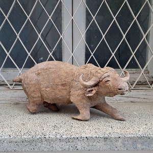 Vintage Hand-carved Wooden Water Buffalo Statue