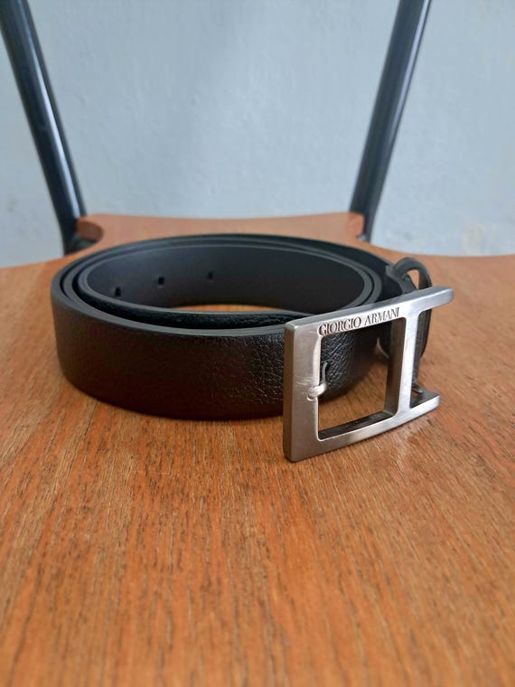 Giorgio Armani beautiful belt GIORGIO ARMANI Black Leather Beaded Gold Tone Metal Wide  main image 3