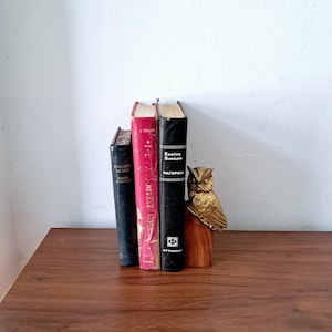 Mid-century Eule Buchstütze aus Messing