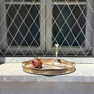 Vintage Silver on Copper Serving Tray