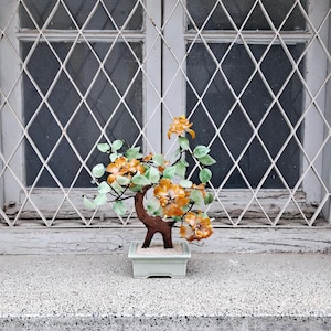 Vintage Handmade Jade Glass Bonsai Tree