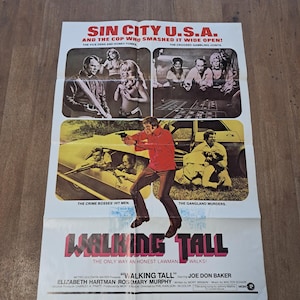 Afiche original y poco común de la película "Walking Tall"