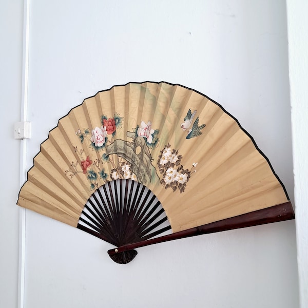 Large Vintage Wall Decor Asian Fan