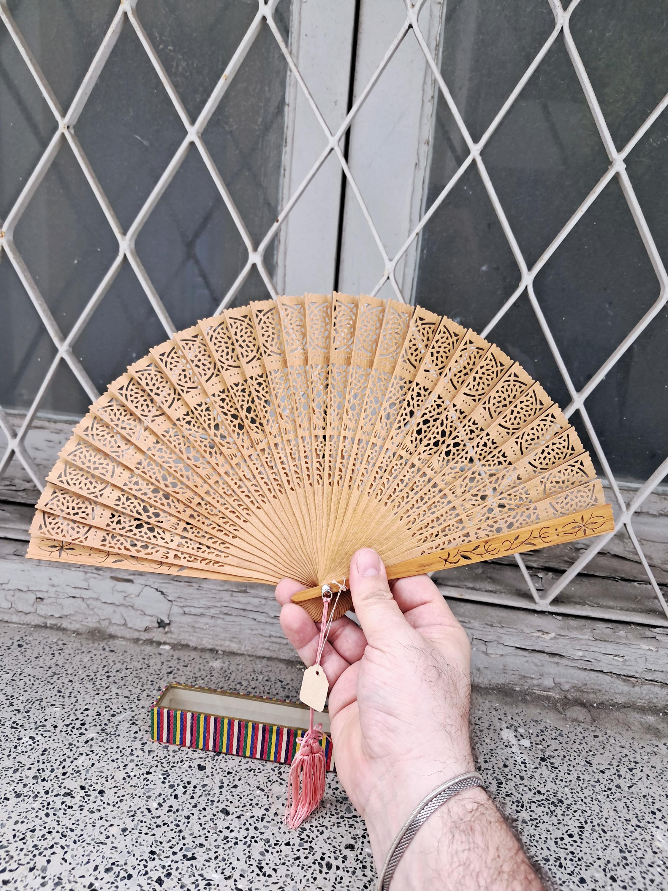 ヴィンテージ木製竹扇子（箱付き） - Etsy 日本
