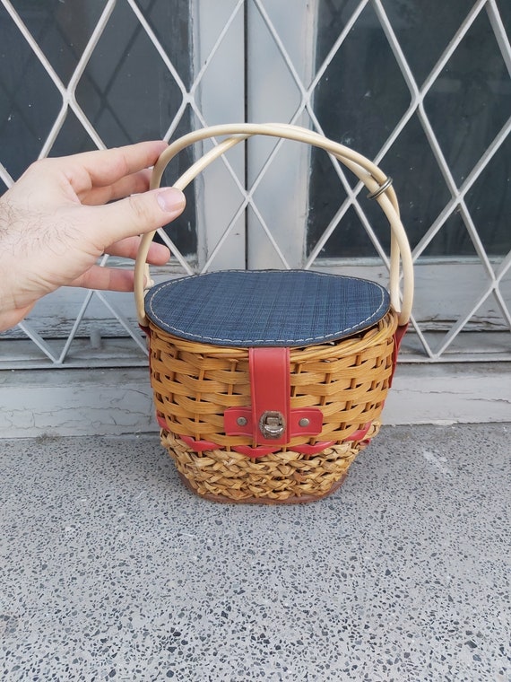 Vintage Wicker/Rattan Handmade Purse - image 8