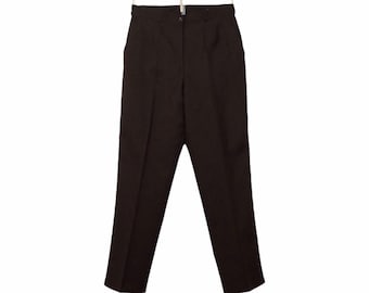 Vintage 80s Brown High Waisted Pleated Straight Leg Trouser Pants with Pockets | 32 Inch Waist