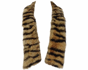 Vintage 70s Glam Rock Hippie Genuine Fur Animal Print Stole Neck Scarf