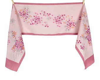 Vintage 70s Floral Scarf, Light Pink Polyester Neck Tie