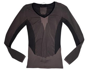 Vintage 2000s Marithé + François Girbaud Brown Long Sleeve Thermal Layer Top | Size XS-S