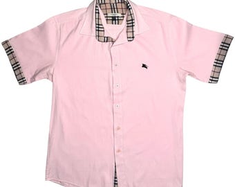 Burberry Pink Plaid Collared Short Sleeve Shirt | Y2K Preppy