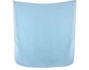 Pañuelo para el cuello cuadrado grande, estilo minimalista, vintage, años 90, color azul pastel básico, liso