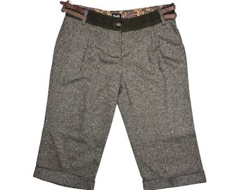 Vintage 2000s DOLCE & GABBANA Wool Blend Mid-Rise Moss Green 3/4 Capri Pants | 30 Inch Waist