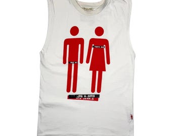 Vintage JPG Jean Paul Gaultier SS 2003 Graphic Muscle Tee | White Cotton (Size XS-S)
