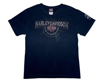 2012 HARLEY DAVIDSON Men's Black Milan Italy Logo Crew Neck T-Shirt | Men's Size M-L